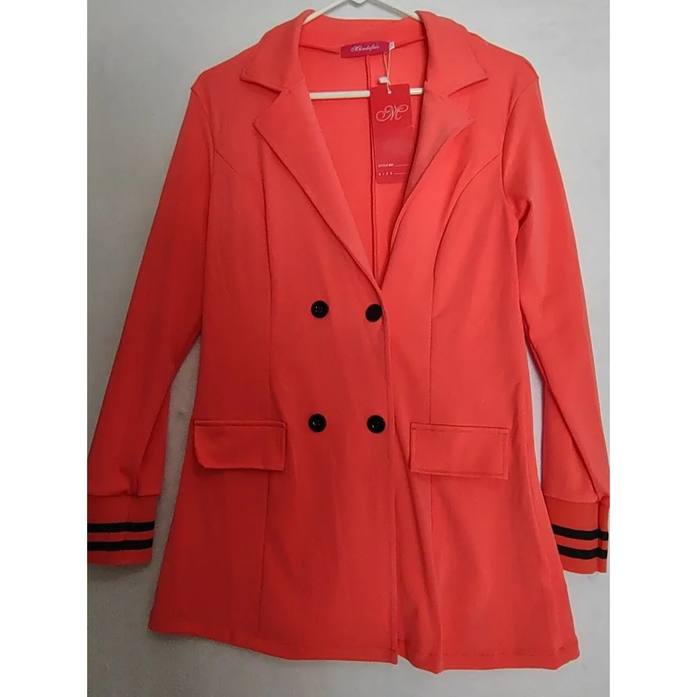 NWT Mundefeis Hot Pink‎ double breasted Blazer  Womens Medium Barbie